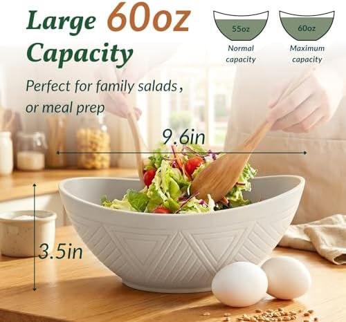 Salad Bowls Set of 6, 60 OZ Large Wheat Straw Bowls for Kitchen, Camping, Party, Unbreakable Lightweight Popcorn, alternate