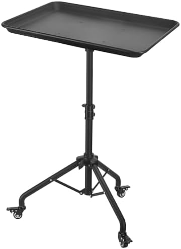 Salon Tray Cart Salon Rolling Tray, Tattoo Tray with Wheels Adjustable Height, Service Storage Tray Trolley for