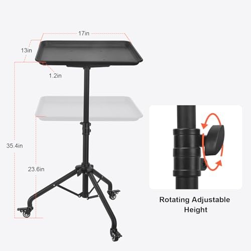 Salon Tray Cart Salon Rolling Tray, Tattoo Tray with Wheels Adjustable Height, Service Storage Tray Trolley for, alternate