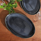 Sandy Pines 3 Piece Oval Platter Set, 15.7”, 13.75” & 12” Stoneware Serving Platters, Reactive Glaze Finish, alternate view 4