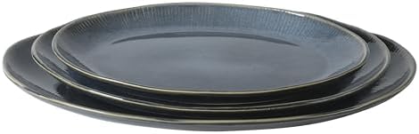 Sandy Pines 3 Piece Oval Platter Set, 15.7”, 13.75” & 12” Stoneware Serving Platters, Reactive Glaze Finish, alternate view 5