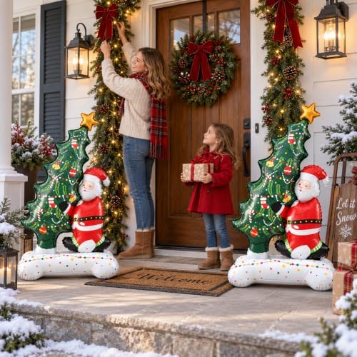 Santa Christmas Tree Balloons, 2 PCS 3.5FT Self Standing Balloons for Decor, alternate view 6
