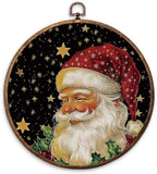 Santa Claus Christmas Round Framed Wall Art 10"x10"