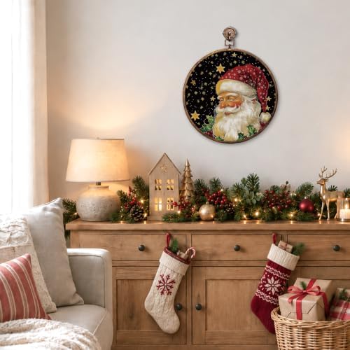 Santa Claus Christmas Round Framed Wall Art 10"x10", alternate view 3