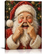Santa Claus Christmas Wall Art, Funny Santa Poking Nose Canvas Prints