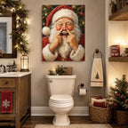 Santa Claus Christmas Wall Art, Funny Santa Poking Nose Canvas Prints, alternate view 2