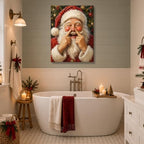 Santa Claus Christmas Wall Art, Funny Santa Poking Nose Canvas Prints, alternate view 3