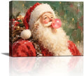Santa Claus Christmas Wall Art, Santa Blowing Pink Bubblegum Canvas Prints