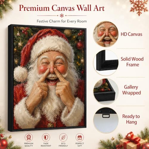 Santa Holding Toilet Paper Framed Wall Art, Christmas Bathroom Wall Decor, alternate view 5