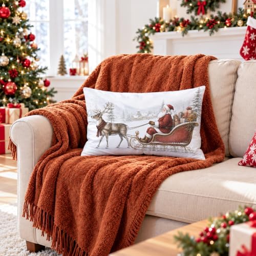 Santa Reindeer Sleigh Gifts Christmas Pillow Covers 12x20 Inch in 12x20 Inch in Not Applicabie, alternate view 3