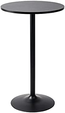 Santina Round Cocktail Bar, Pub and Bistro High Table with Black Top and Base, 1-Pack