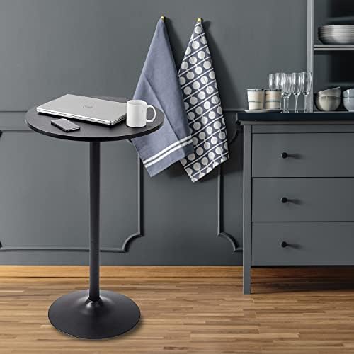 Santina Round Cocktail Bar, Pub and Bistro High Table with Black Top and Base, 1-Pack, alternate view 2