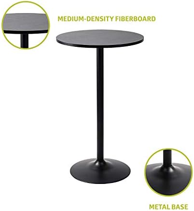 Santina Round Cocktail Bar, Pub and Bistro High Table with Black Top and Base, 1-Pack, alternate view 5