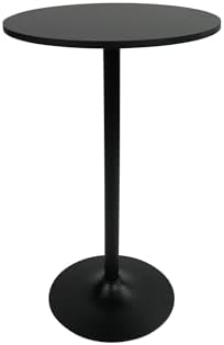 Santina, Single Round Cocktail Bar, Pub, and Bistro High Top Table with Black Top and Base