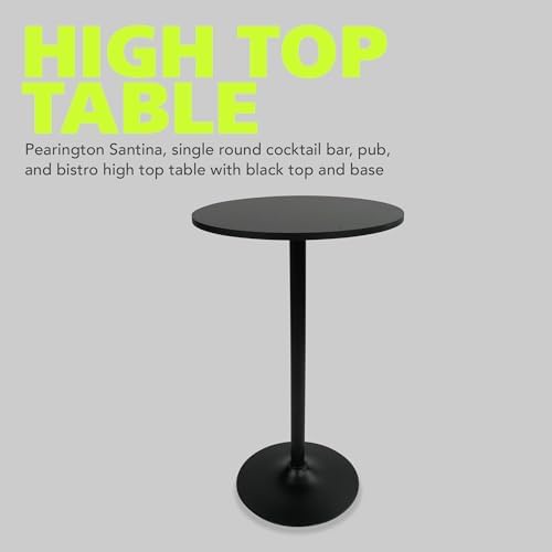 Santina, Single Round Cocktail Bar, Pub, and Bistro High Top Table with Black Top and Base, alternate view 2