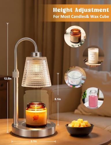 Satin Nickel Candle Warmer Lamp with Timer Home Decor Gifts for Women in Satin Nickel, alternate view 2