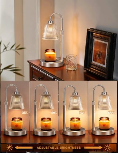 Satin Nickel Candle Warmer Lamp with Timer Home Decor Gifts for Women in Satin Nickel, alternate view 3