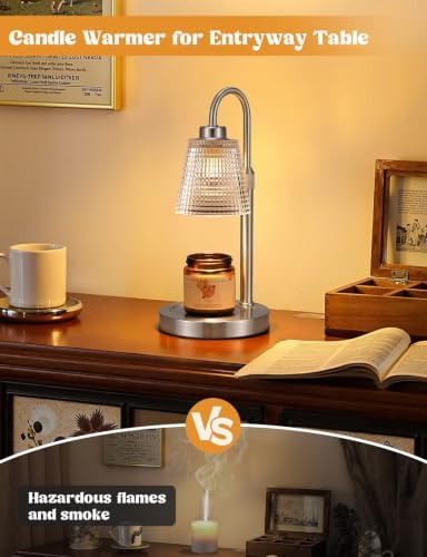 Satin Nickel Candle Warmer Lamp with Timer Home Decor Gifts for Women in Satin Nickel, alternate view 5