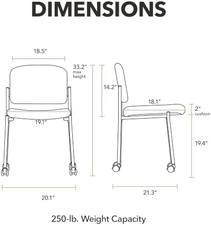 Scatter Guest Chair, Armless Office Chairs, Fabric, Black in Black, alternate view 2