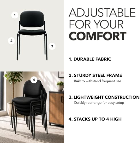 Scatter Guest Chair, Armless Office Chairs, Fabric, Black in Black, alternate view 3