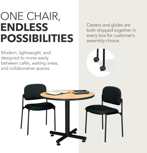 Scatter Guest Chair, Armless Office Chairs, Fabric, Black in Black, alternate view 4