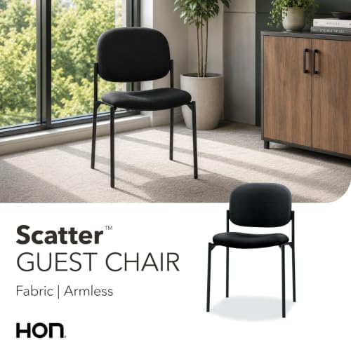 Scatter Guest Chair, Armless Office Chairs, Fabric, Black in Black, alternate view 5