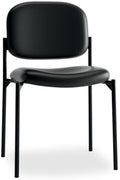 Scatter Guest Chair, Armless Office Chairs, Leather, Black in Black