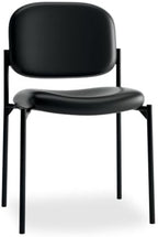 Scatter Guest Chair, Armless Office Chairs, Leather, Black in Black