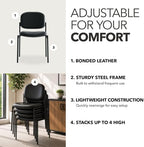 Scatter Guest Chair, Armless Office Chairs, Leather, Black in Black, alternate view 4