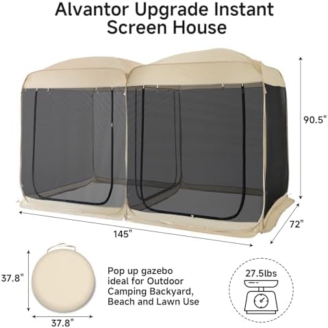 Screen House Room 2024 Upgraded 2 in 1 Screen Tent PoP Up Gazebo with Mesh Mosquito Netting, Sun Shade Outdoor, alternate