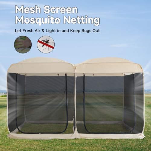 Screen House Room 2024 Upgraded 2 in 1 Screen Tent PoP Up Gazebo with Mesh Mosquito Netting, Sun Shade Outdoor, alternate