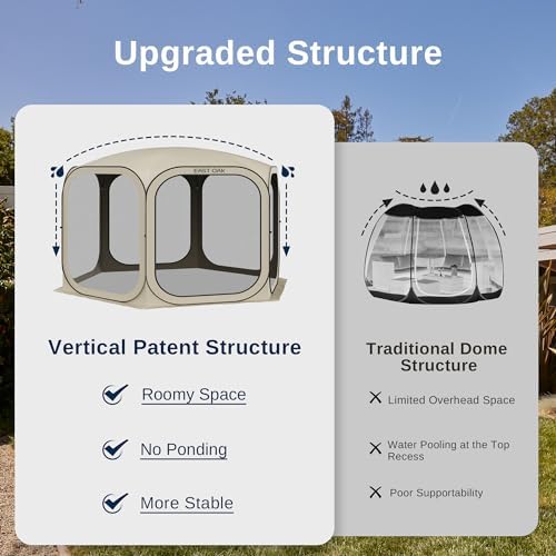 Screen House Tent Pop-Up, Portable Screen Room Canopy Instant Screen Tent 12 x 12 FT with Carry Bag for Patio, alternate view