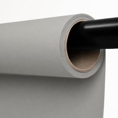 Seamless Paper Backdrop for Photography Light Grey Photo Backdrop Paper (86''x32.8' Pursuit Grey)