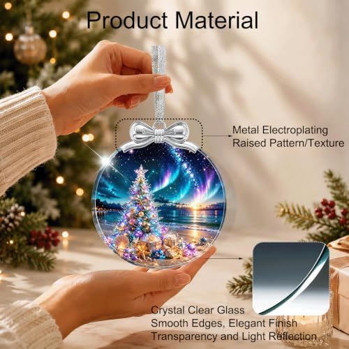 Seaside Christmas Tree Ornament Crystal Glass 3*3.3 IN for Xmas Tree Décor, alternate view 3