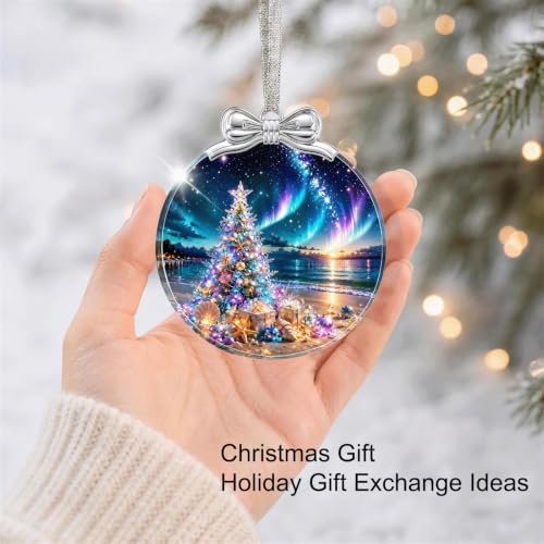 Seaside Christmas Tree Ornament Crystal Glass 3*3.3 IN for Xmas Tree Décor, alternate view 4