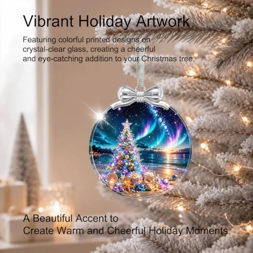 Seaside Christmas Tree Ornament Crystal Glass 3*3.3 IN for Xmas Tree Décor, alternate view 6