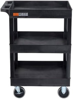 SEC111HD-B 24" x 18" Plastic Utility Cart- Three Shelf- Black, alternate view 2
