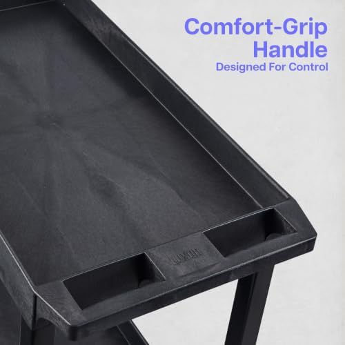 SEC111HD-B 24" x 18" Plastic Utility Cart- Three Shelf- Black, alternate view 3