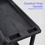 SEC111HD-B 24" x 18" Plastic Utility Cart- Three Shelf- Black, alternate view 3