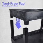 SEC111HD-B 24" x 18" Plastic Utility Cart- Three Shelf- Black, alternate view 6