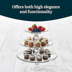 Selene 3 Tier Serving Stand Set, Elegant, Curvy Style Glass Dessert Stand, Dishwasher Safe 3 Tiered Dessert, alternate view 4