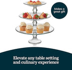 Selene 3 Tier Serving Stand Set, Elegant, Curvy Style Glass Dessert Stand, Dishwasher Safe 3 Tiered Dessert, alternate view 5
