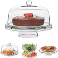 Selene 6-in-1 Domed Cake Stand, Unique Space Saving Glass Cake Stand with Dome, Multi-Purpose Dip Bowl To Serve