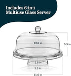 Selene 6-in-1 Domed Cake Stand, Unique Space Saving Glass Cake Stand with Dome, Multi-Purpose Dip Bowl To Serve, alternate