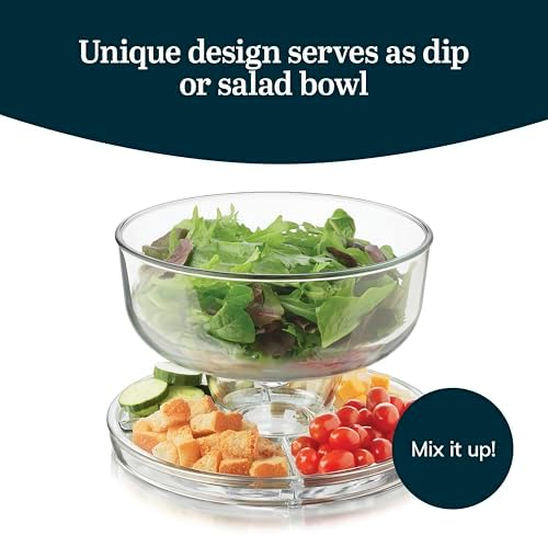 Selene 6-in-1 Domed Cake Stand, Unique Space Saving Glass Cake Stand with Dome, Multi-Purpose Dip Bowl To Serve, alternate