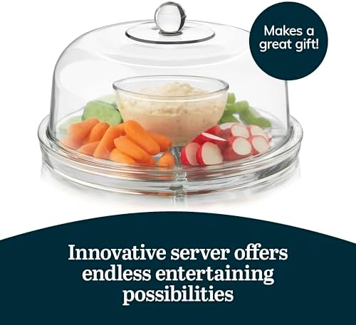 Selene 6-in-1 Domed Cake Stand, Unique Space Saving Glass Cake Stand with Dome, Multi-Purpose Dip Bowl To Serve, alternate