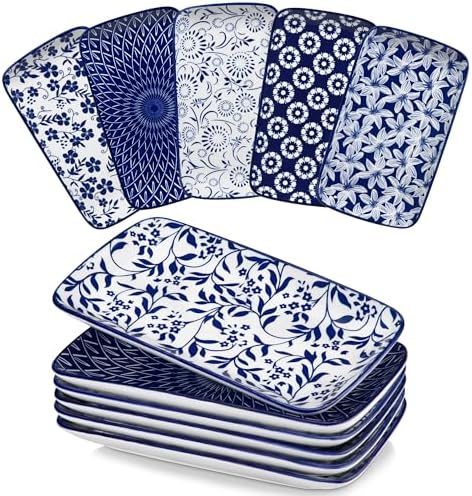 Selene Rectangular Dinner Plates 9.5"x5.6"Inch, Ceramic in 9.5 Inch in Cobalt Blue