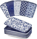 Selene Rectangular Dinner Plates 9.5"x5.6"Inch, Ceramic in 9.5 Inch in Cobalt Blue
