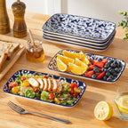 Selene Rectangular Dinner Plates 9.5"x5.6"Inch, Ceramic in 9.5 Inch in Cobalt Blue, alternate view 5
