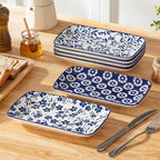 Selene Rectangular Dinner Plates 9.5"x5.6"Inch, Ceramic in 9.5 Inch in Cobalt Blue, alternate view 6